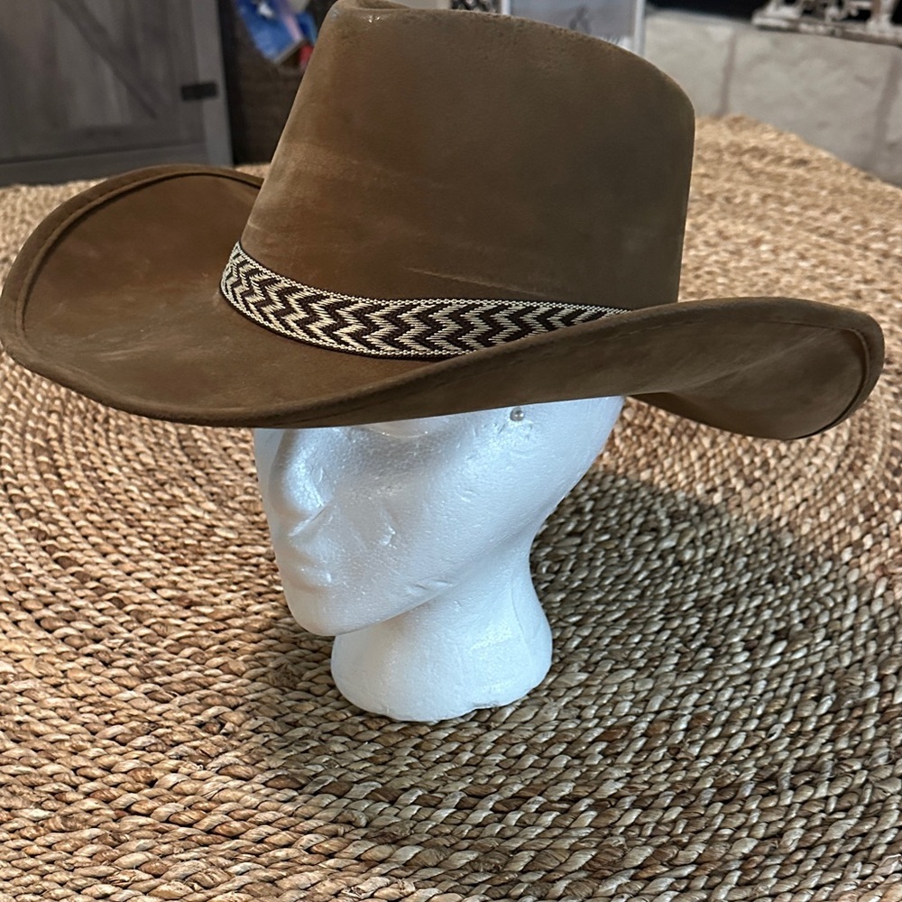 Brown Cowboy Hat with Patterned Band